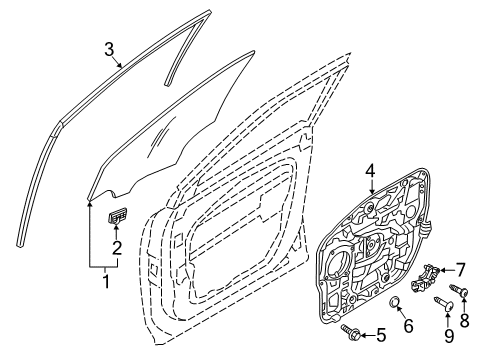 2017 Hyundai Santa Fe Front Door Run Assembly-Front Door Window Glass RH Diagram for 82540-2W000