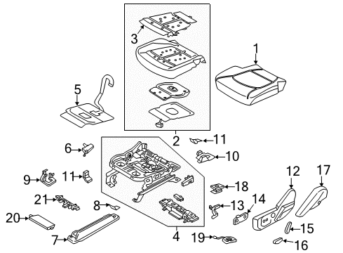 2020 Ford Expedition Power Seats Seat Cushion Pad Diagram for JL1Z-78632A22-A