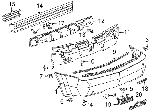 2009 Cadillac XLR Rear Bumper Tow Hook Diagram for 10438557