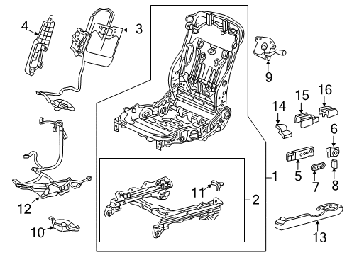2014 Acura RLX Power Seats Cover, Left Front Seat Foot (Dark Titanium) (Rear) (A) Diagram for 81506-TY2-A01ZA