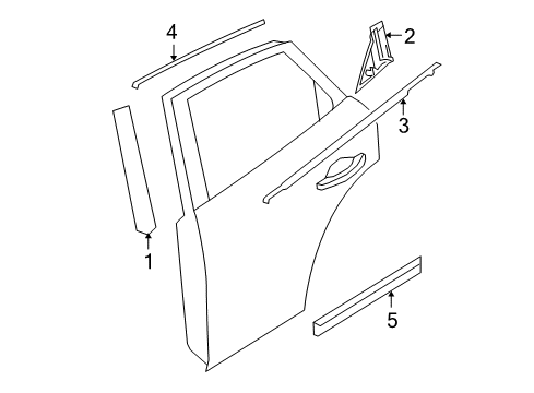 2017 Infiniti QX70 Exterior Trim - Rear Door Moulding-Rear Door, RH Diagram for 82870-1CA0A