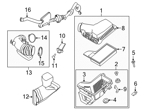 2016 Ford Mustang Air Intake Air Cleaner Assembly Diagram for FR3Z-9600-G