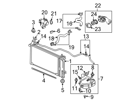 2006 Buick Rendezvous Radiator & Components Radiator Assembly Diagram for 15791270