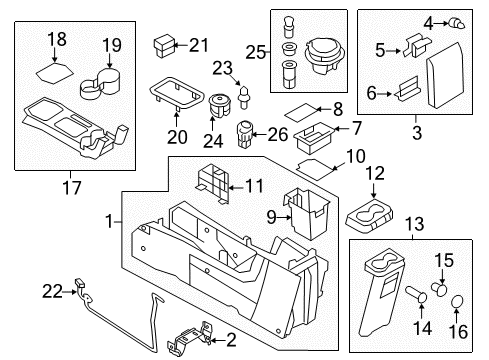 2008 Ford Escape Center Console Front Cup Holder Diagram for 8L8Z-7813562-AD