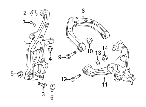2012 Nissan NV3500 Front Suspension Components, Lower Control Arm, Upper Control Arm, Stabilizer Bar Bolt-Stopper, Steering Diagram for 40038-1PA0B