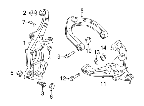 2012 Nissan NV3500 Front Suspension Components, Lower Control Arm, Upper Control Arm, Stabilizer Bar Bolt Diagram for 54459-1WA0A