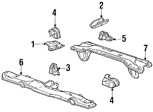 1991 Honda Civic Engine & Trans Mounting Rubber, Transmission Mounting (AT) Diagram for 50805-SH3-A80