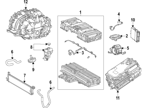 2021 Toyota Sienna Hybrid Components, Battery, Blower Motor, Cooling System Transaxle/Motor Diagram for G1050-42010