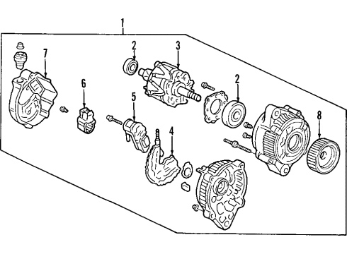 1999 Honda CR-V Alternator Alternator Assembly (Reman) Diagram for 06311-P3F-J51RM