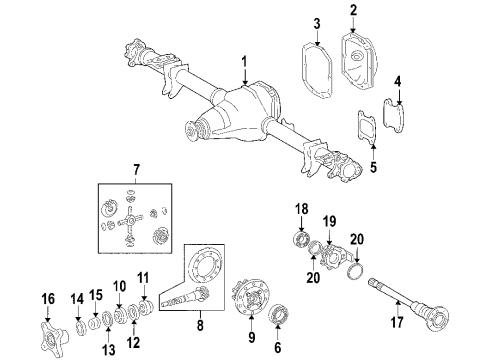 2005 Dodge Sprinter 3500 Rear Axle, Differential, Propeller Shaft Axle Shaft Rear Left Diagram for 5179119AA