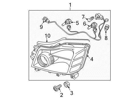 2015 Nissan Titan Headlamps Driver Side Headlight Assembly Diagram for 26060-9FF0A