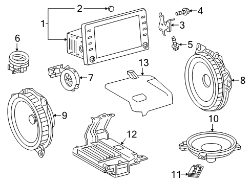 2021 Toyota Corolla Sound System Display Unit Knob Diagram for 90010-22129