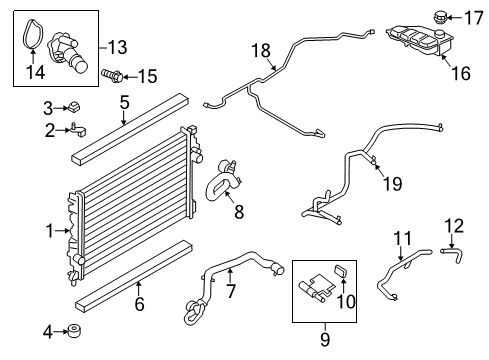 2017 Ford Escape Radiator & Components Reservoir Hose Diagram for GV6Z-8075-A