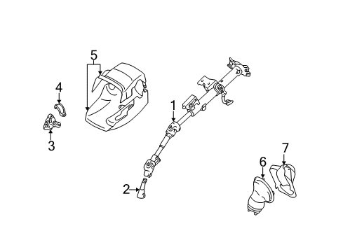 2007 Pontiac Vibe Steering Column, Steering Wheel Steering Column Intermediate Shaft Diagram for 88974265