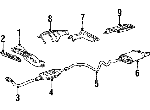1994 Chevrolet Beretta Exhaust Components Exhaust Muffler Assembly (W/ Tail Pipe) Diagram for 22592557