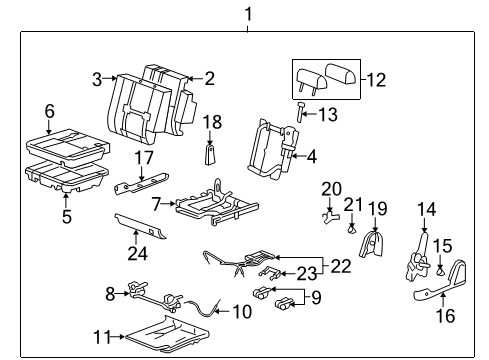 2011 Chevrolet Tahoe Rear Seat Components Cover Asm-Rear Seat #2 Back Cushion Latch *Ebony Diagram for 15804488