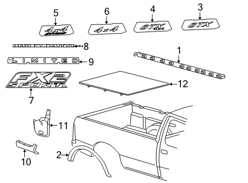 2008 Ford F-150 Exterior Trim - Pick Up Box Decal Diagram for 4L3Z-9925622-EAB