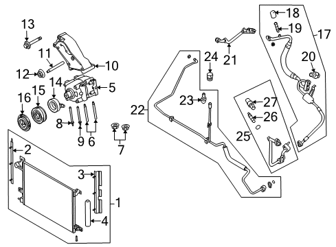 2010 Ford Mustang A/C Condenser, Compressor & Lines Clutch & Pulley Diagram for AR3Z-19D784-B
