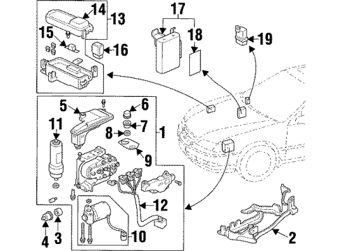 1997 Acura CL Anti-Lock Brakes Bracket, Modulator Diagram for 57115-SV4-000