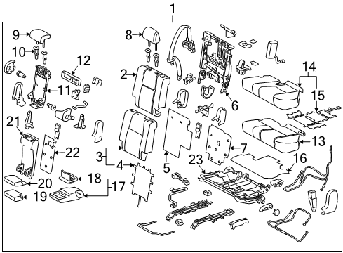 2018 Lexus GX460 Second Row Seats Support Assembly, Front Seat Diagram for 71930-47020-A2