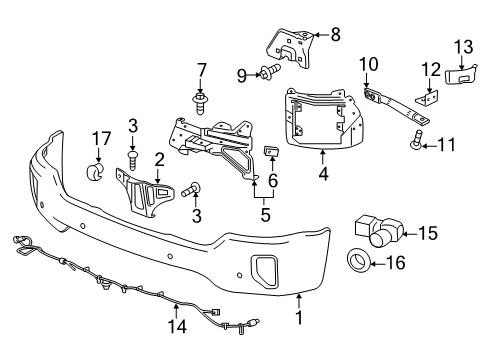 2019 Chevrolet Silverado 1500 Front Bumper Support Brace Diagram for 22757267