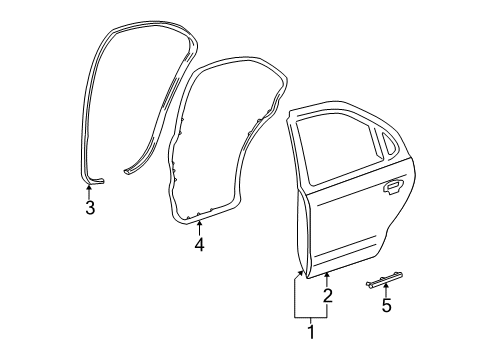 2005 Lincoln LS Rear Door Door Shell Diagram for 3W4Z-5424630-AA