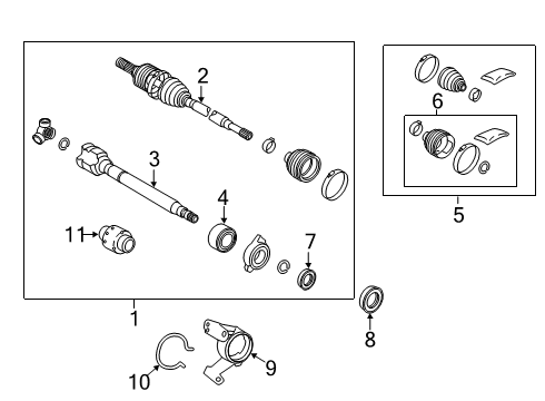 2021 Toyota RAV4 Prime Drive Axles - Front Shaft Assembly, FR Drive Diagram for 43410-42390