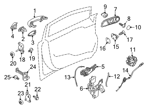 2012 Ford Fiesta Front Door Lower Hinge Bolt Diagram for -W713332-S437