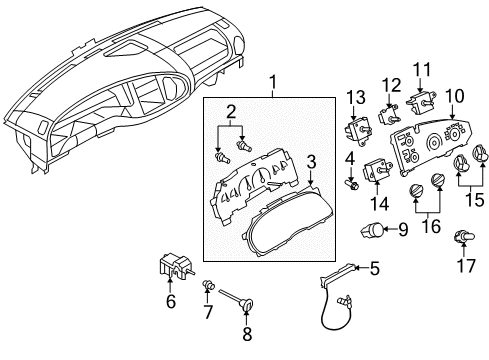 2008 Ford E-150 Switches Headlamp Switch Nut Diagram for F2UZ-11650-A