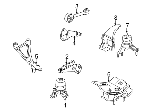 1997 Toyota Camry Engine & Trans Mounting Bracket, Engine Mounting, Front Diagram for 12311-74220