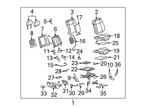 2006 Hummer H3 Front Seat Components Adjuster Diagram for 25885646