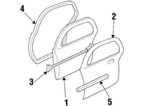 2002 Pontiac Grand Prix Rear Door Weatherstrip, Front Side Door Diagram for 10409206