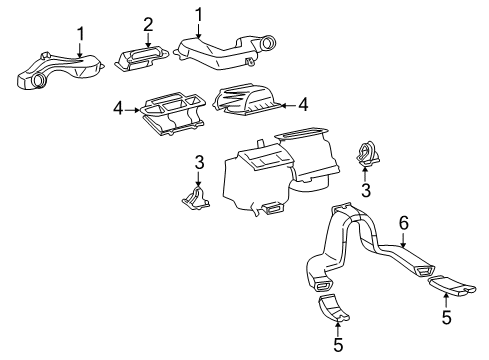 2004 Toyota RAV4 Ducts Duct Diagram for 55843-42040