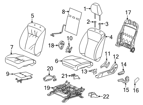 2015 Honda Fit Heated Seats Pad, L. FR. Seat Cushion Diagram for 81537-T5R-A01
