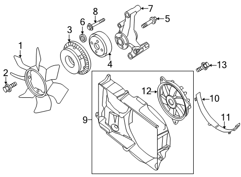 2016 Nissan NV1500 Cooling System, Radiator, Water Pump, Cooling Fan Bracket-Fan PULLY Diagram for 21046-EA200