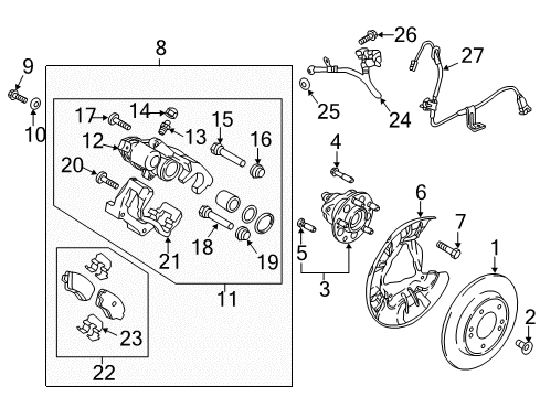 2020 Hyundai Elantra GT Rear Brakes Extra Bracket, RH Diagram for 58390-G7100