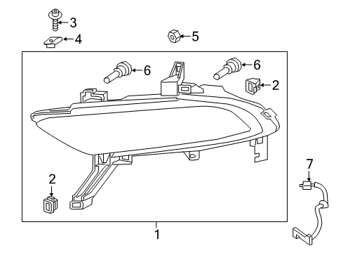 2016 Nissan Maxima Bulbs Lamp Fog LH Diagram for 26155-4RA0B