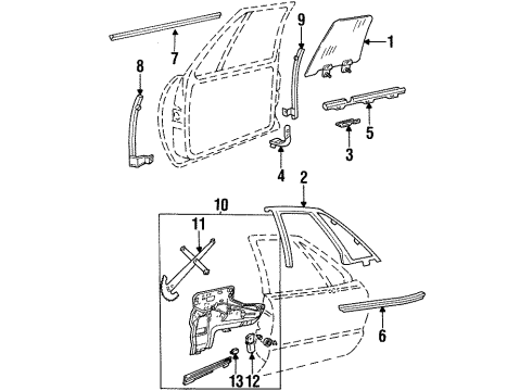 1998 Buick LeSabre Front Door - Glass & Hardware Module Asm-Front Side Door Locking System Diagram for 16630981