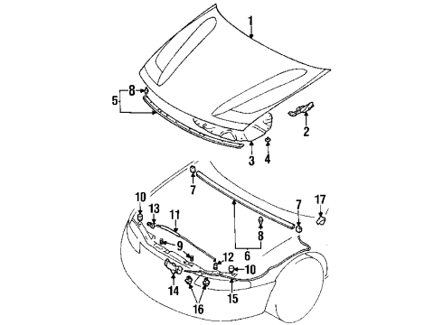 1998 Chrysler Sebring Hood & Components Hood Latch Diagram for 4724311AD