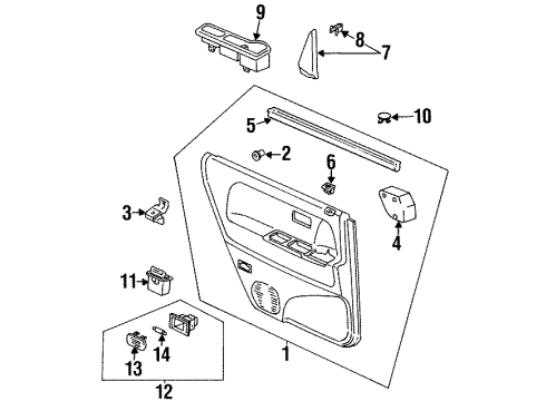1995 Honda Odyssey Interior Trim - Rear Door Weatherstrip, L. RR. Door (Inner) Diagram for 72875-SX0-013