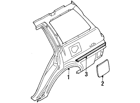 1990 Toyota Corolla Outer Components - Quarter Panel Molding Diagram for 75651-12800-02