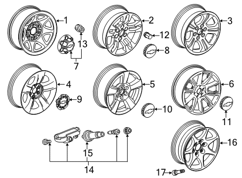 2016 Chevrolet Suburban Wheels Hub Cap Diagram for 20941991