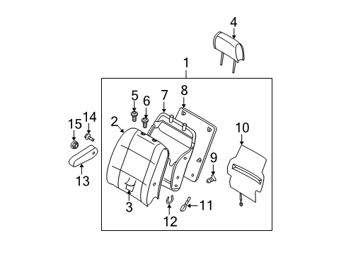 2004 Nissan Quest Front Seat Components Clip Diagram for 01533-0002U