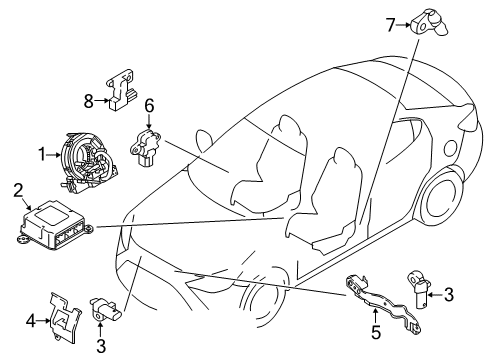 2020 Toyota Yaris Air Bag Components Side Sensor Diagram for 89831-WB002