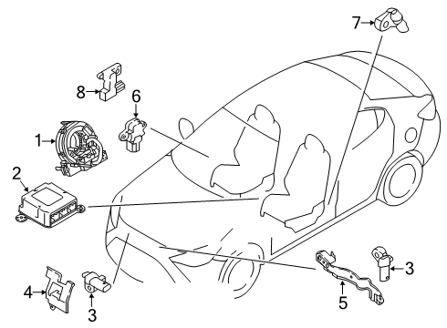 2020 Toyota Yaris Air Bag Components Front Impact Sensor Bracket Diagram for 89175-WB001