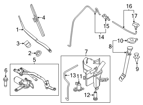 2012 Nissan Murano Windshield - Wiper & Washer Components Windshield Wiper Arm Assembly Diagram for 28886-1AA0B