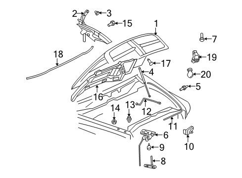 2009 Dodge Ram 2500 Hood & Components Hood Latch Diagram for 55255451AC