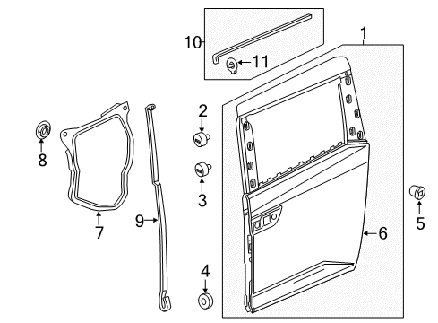 2016 Honda Odyssey Sliding Door Seal, R. Diagram for 72821-TK8-A11