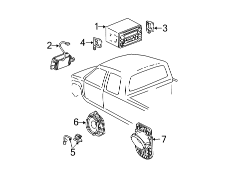 2001 Toyota Tundra Sound System Rear Door Speaker Diagram for 86160-0C050