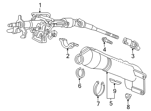 1999 Honda Odyssey Steering Column, Steering Gear & Linkage, Steering Wheel & Trim Hold B, Steering Column Diagram for 53216-S0X-A00